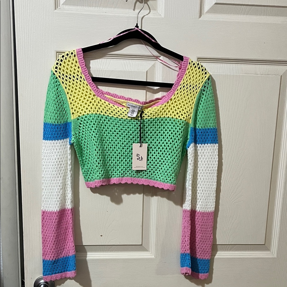Sincerely Jules Multicolor Crochet Crop Top